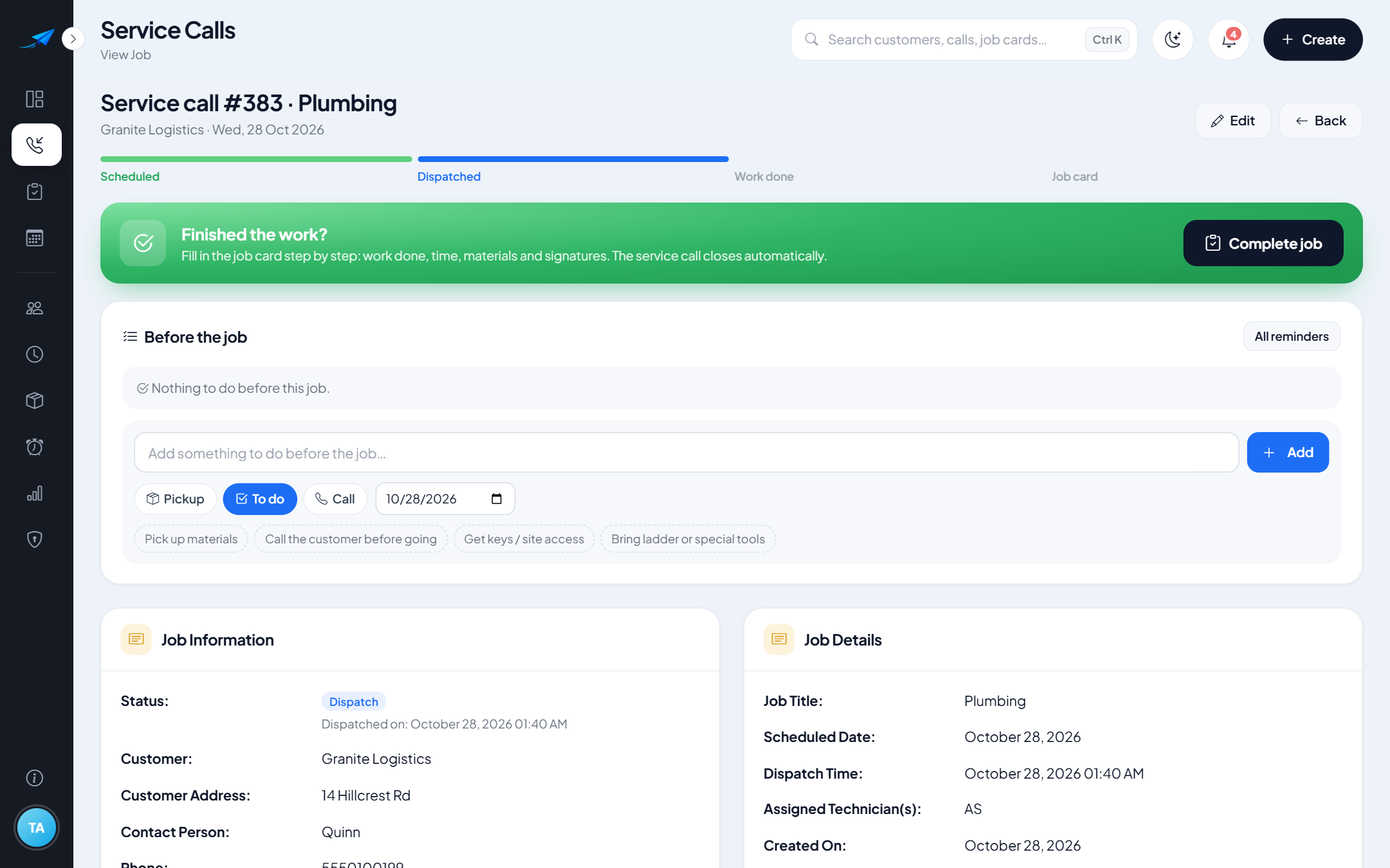 WorkPilot job card